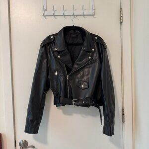 Storets Leather Biker Jacket Size S/M